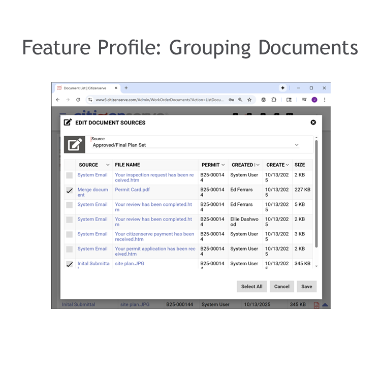 Grouping Documents and Plans