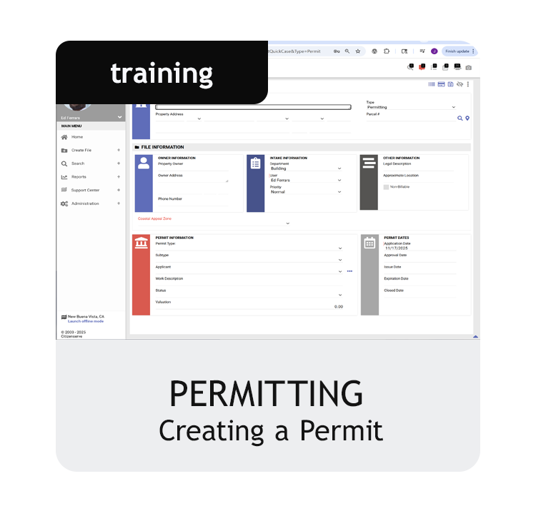 Create a Permit on Staff Side