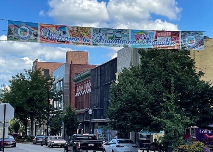 A town street with cars in Danville