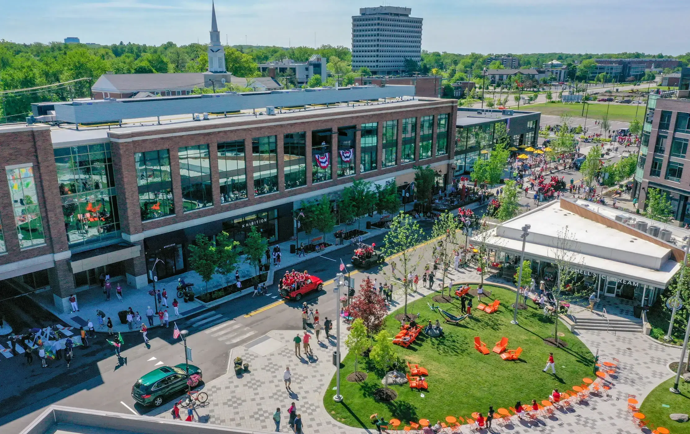 Arial shot of Shaker Heights building