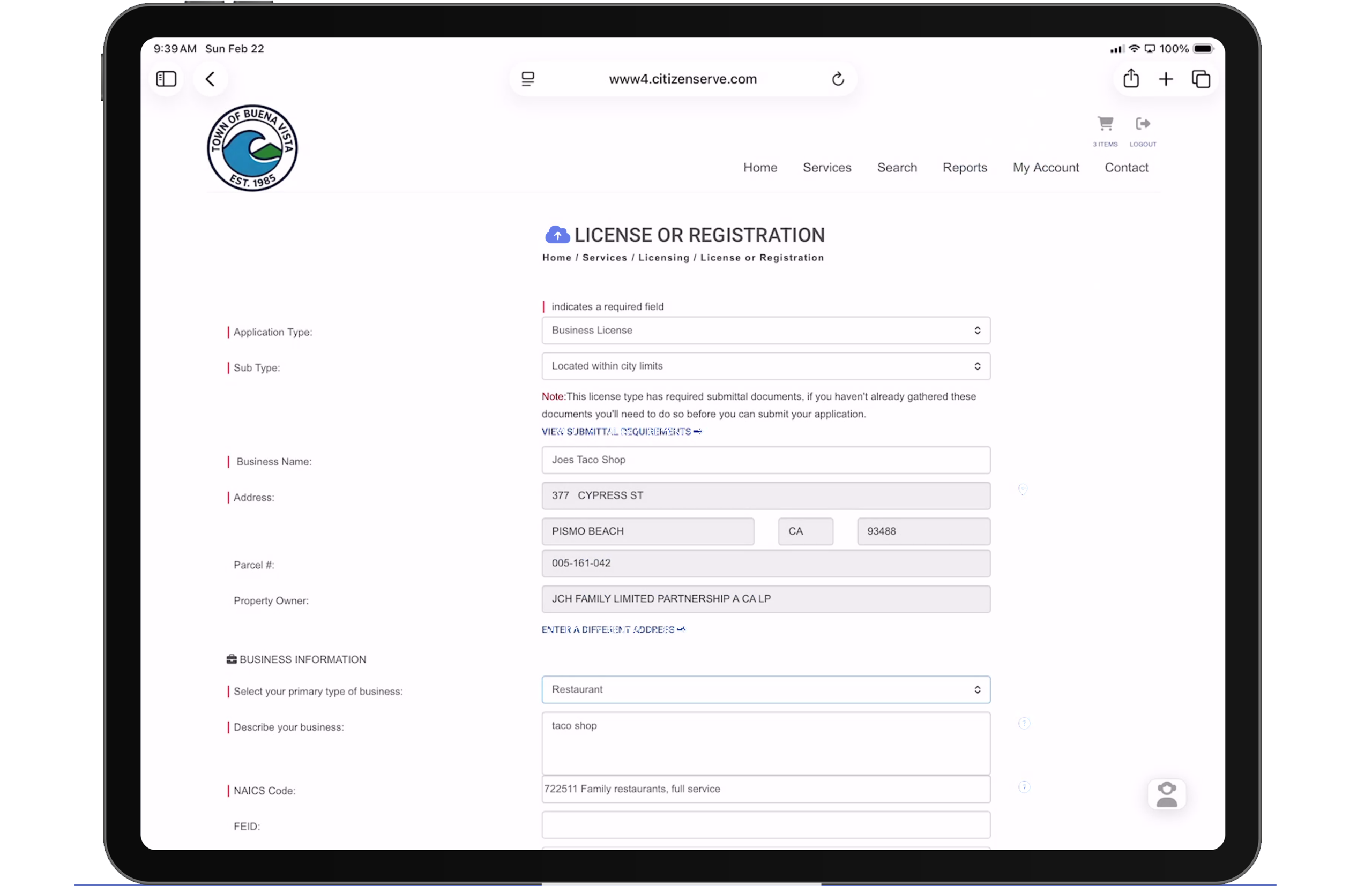 online license application