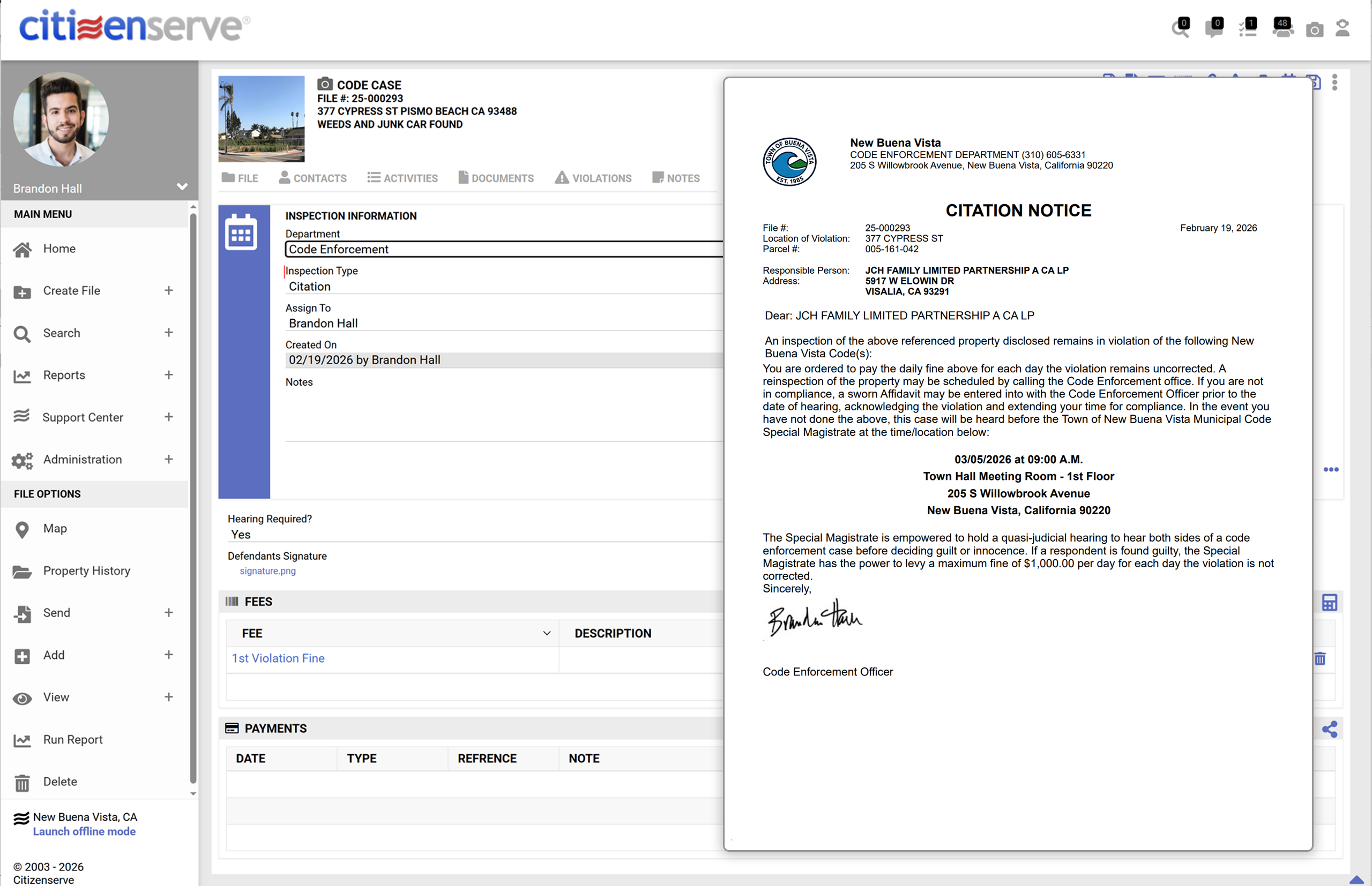 code enforcement citations and hearings