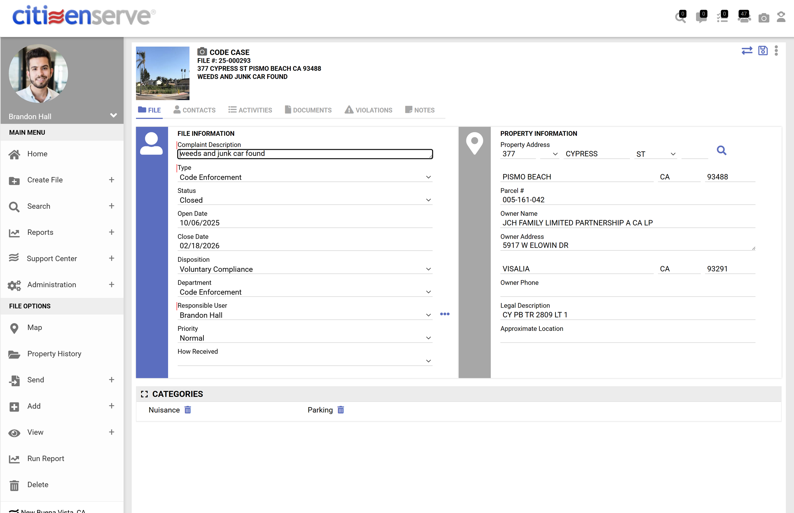 Code enforcement software complaint intake