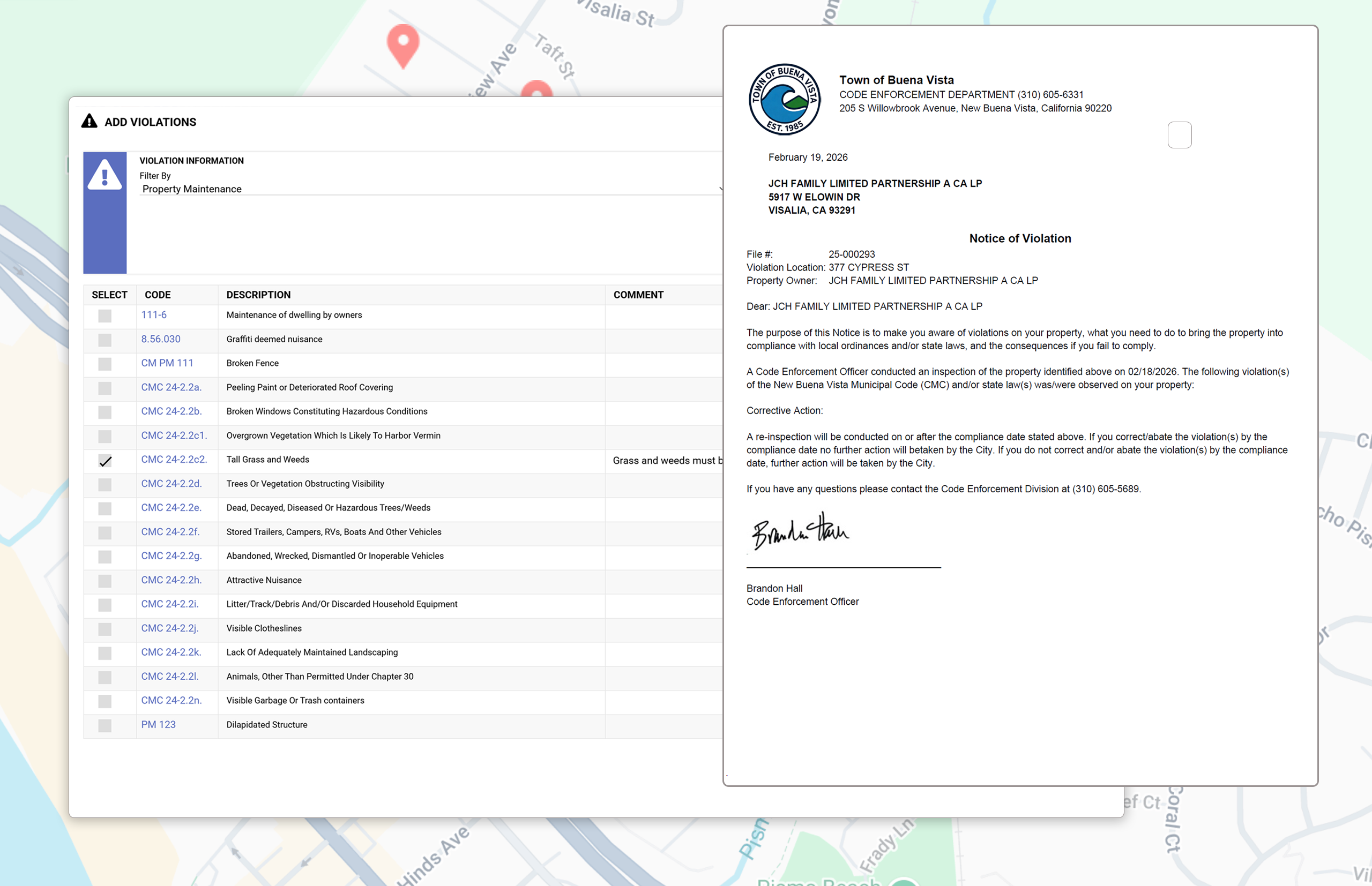 code enforcement violation tracking