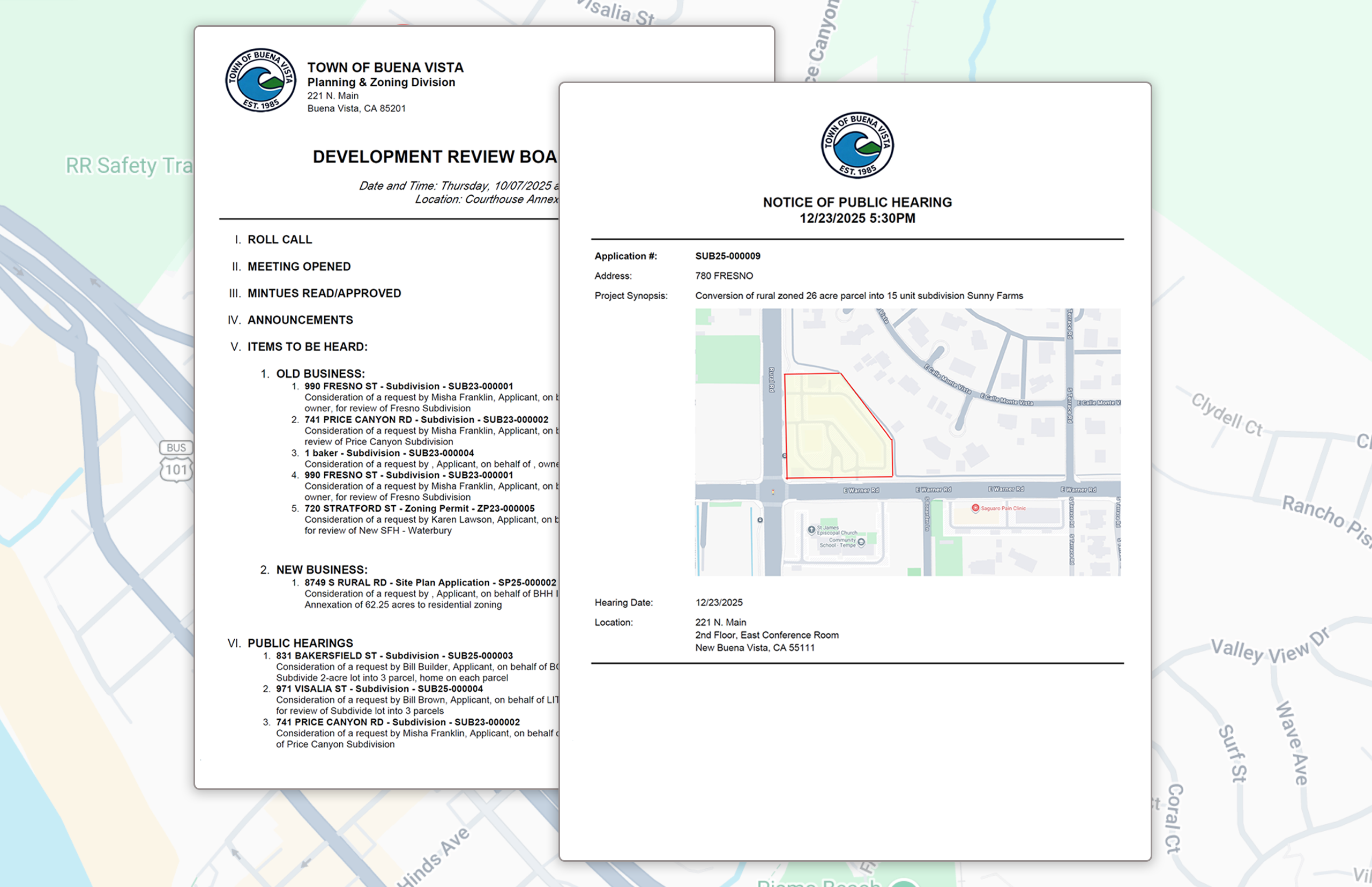planning and zoning public notice and hearing agenda