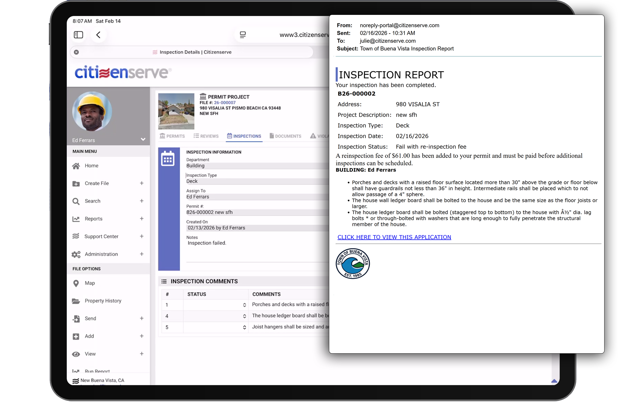 permitting inspection report